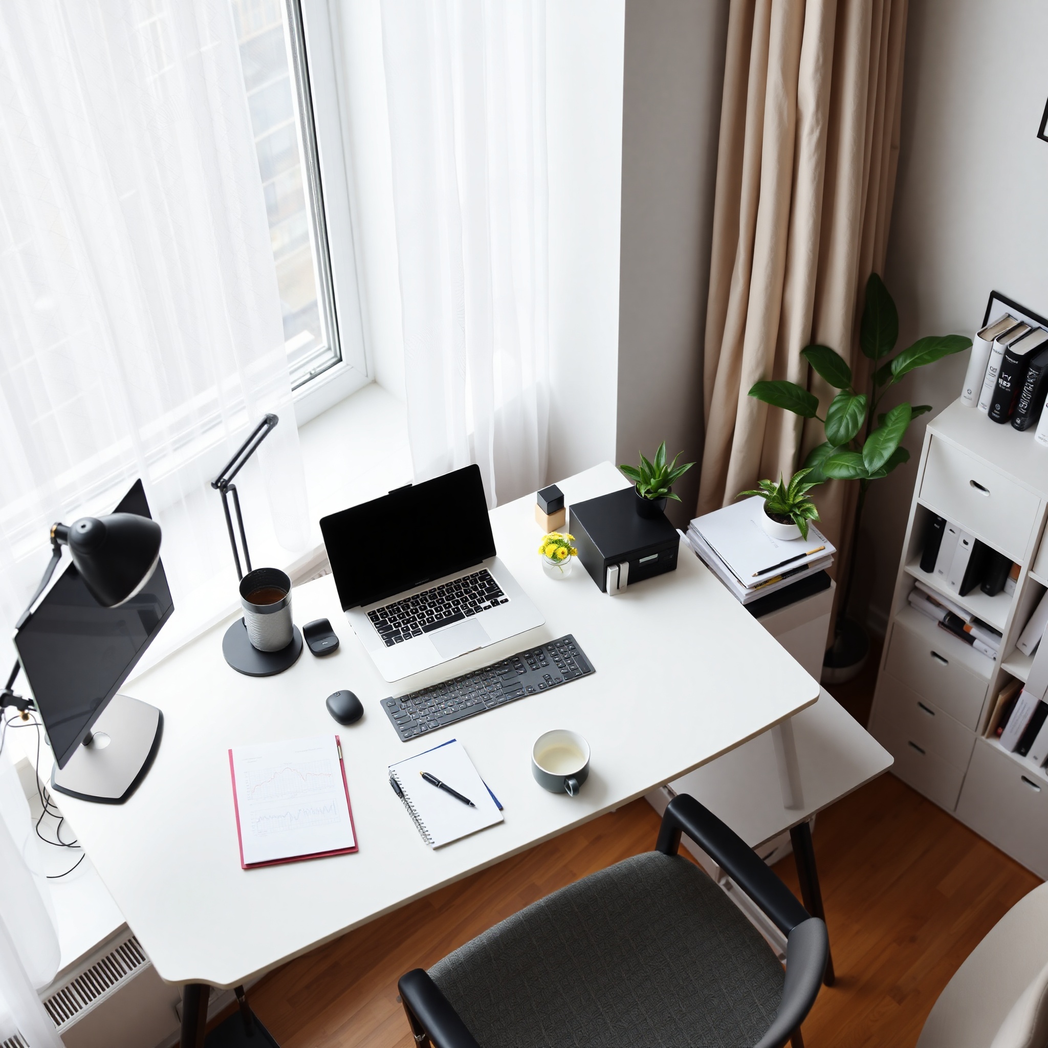 Professional workspace setup for remote freelance work in Canada with modern desk and laptop