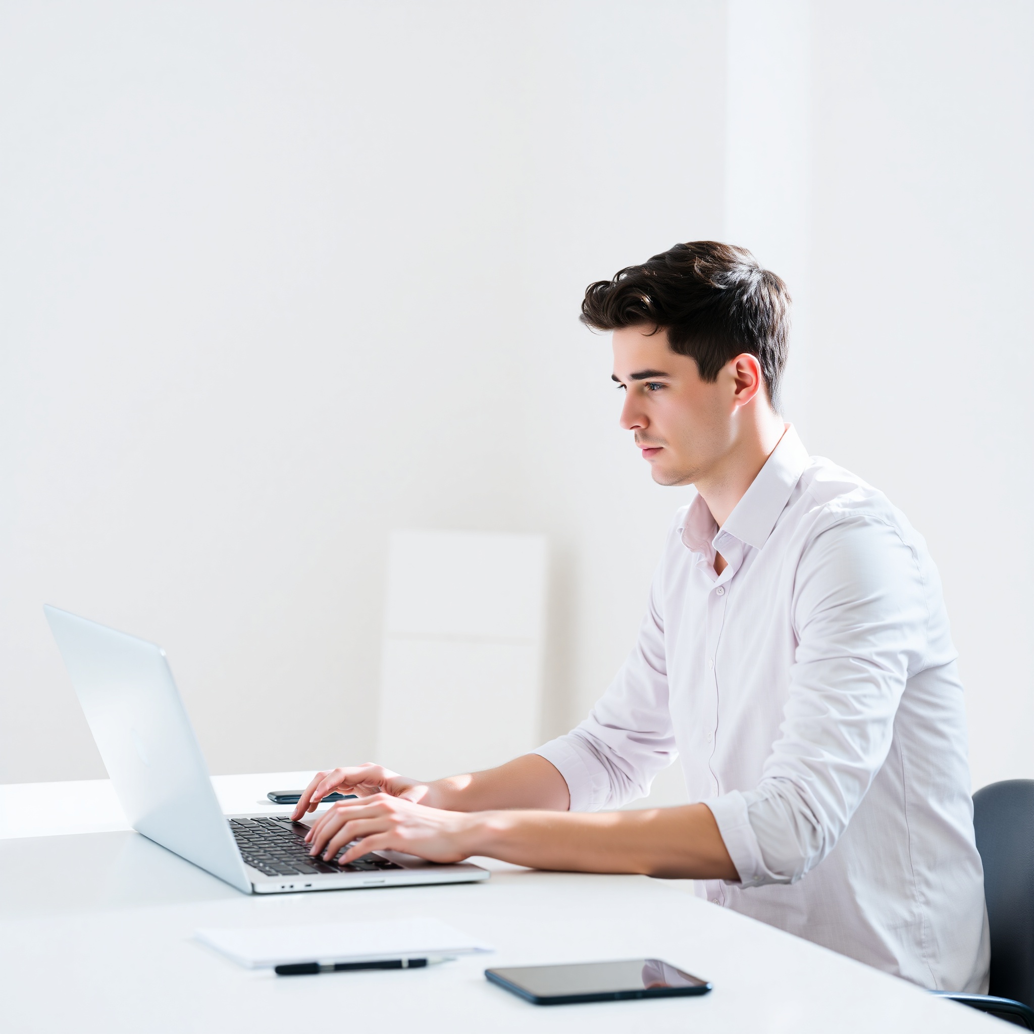 Entrepreneur launching online business with minimal startup capital and digital tools